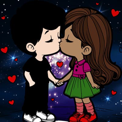 boy and girl kissing