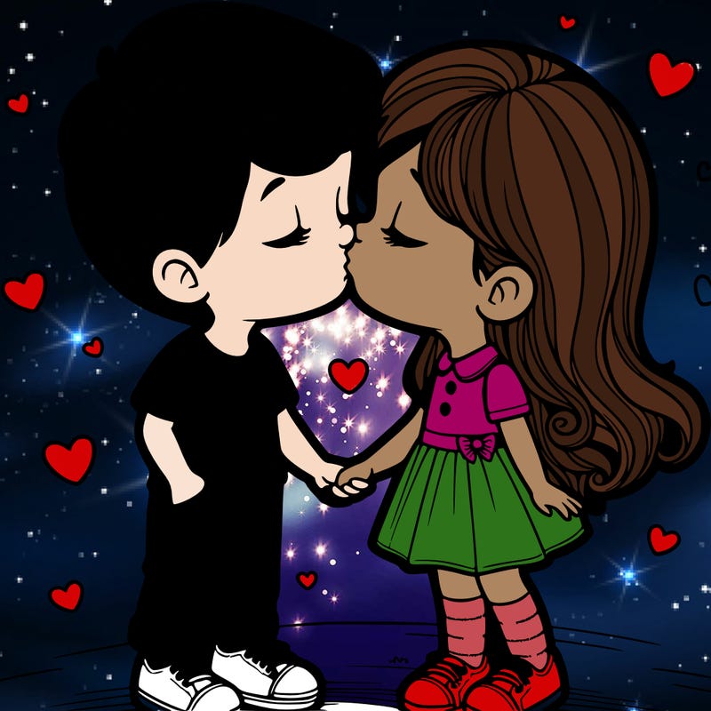 boy and girl kissing