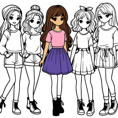 a group of five girls