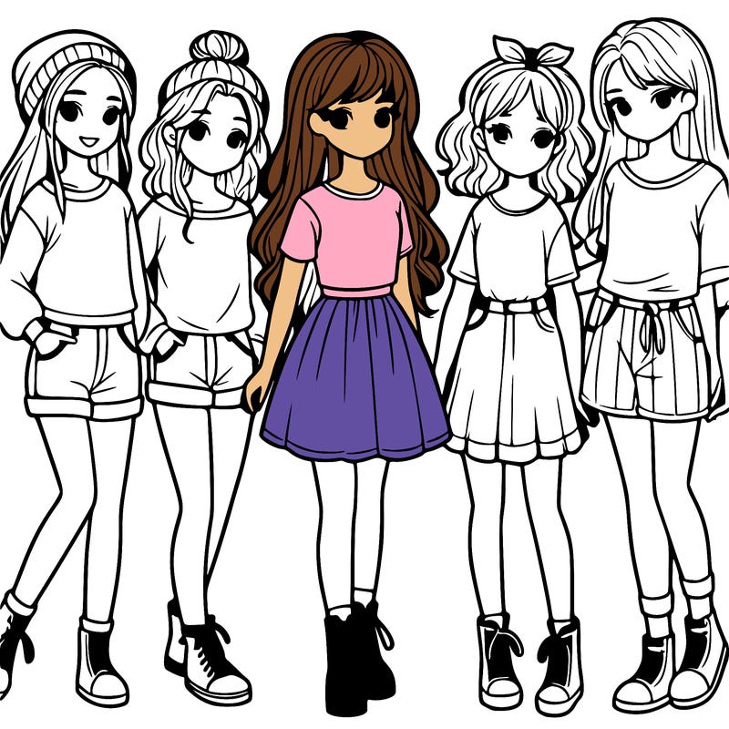 a group of five girls