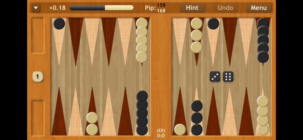 Backgammon NJ - Backgammon NJ board game interface with checkers and dice