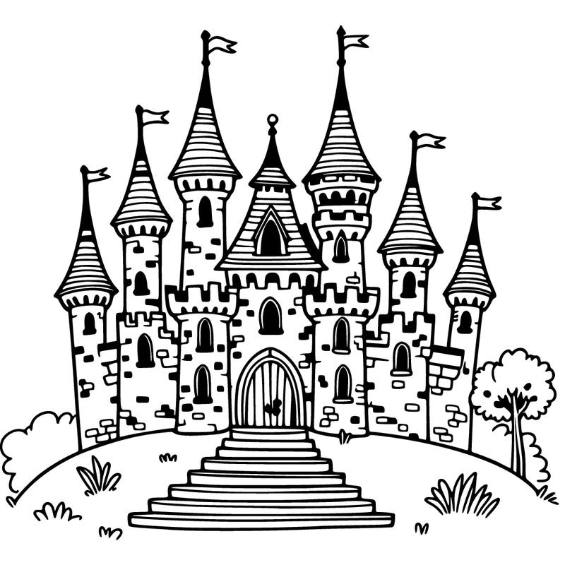 fairy tale castle standing tall on a hill