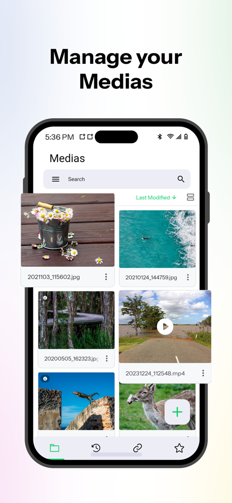 Drime: Files Cloud Storage - Drime app interface showing a grid of saved photos and videos with management features