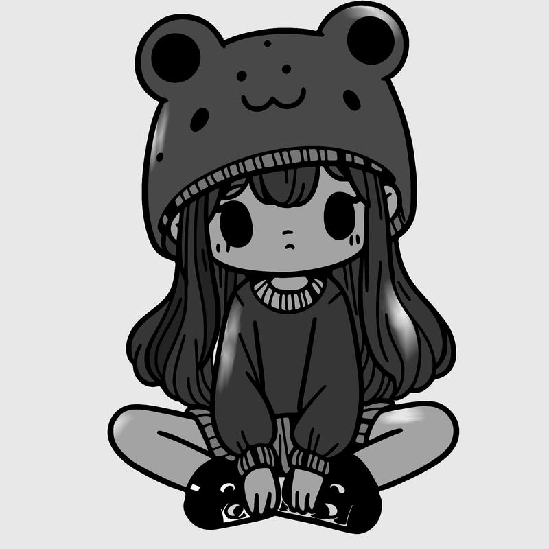 a girl wearing a frog hat and some frog socks