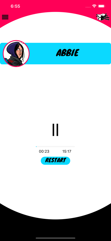 AUDIOPLAY - Audio player interface for the character Abbie in the AUDIOPLAY app