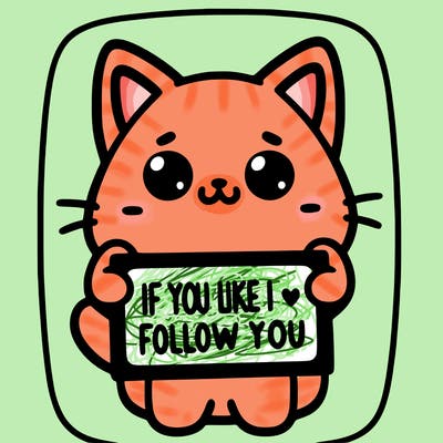 a cute cat holding a sign saying if you like i will follow you