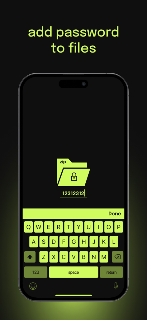 ZIP Extractor - UnZIP, UnRar - Interface para adicionar uma senha para proteger arquivos e arquivos zip em um smartphone