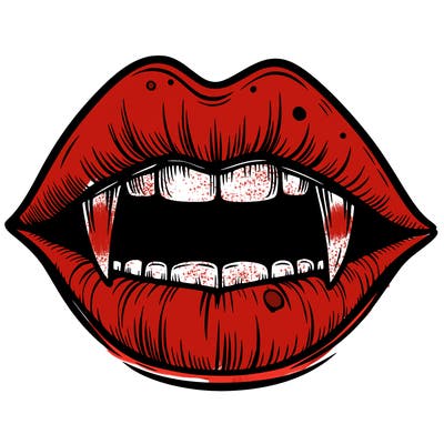 lips with vampire teeth