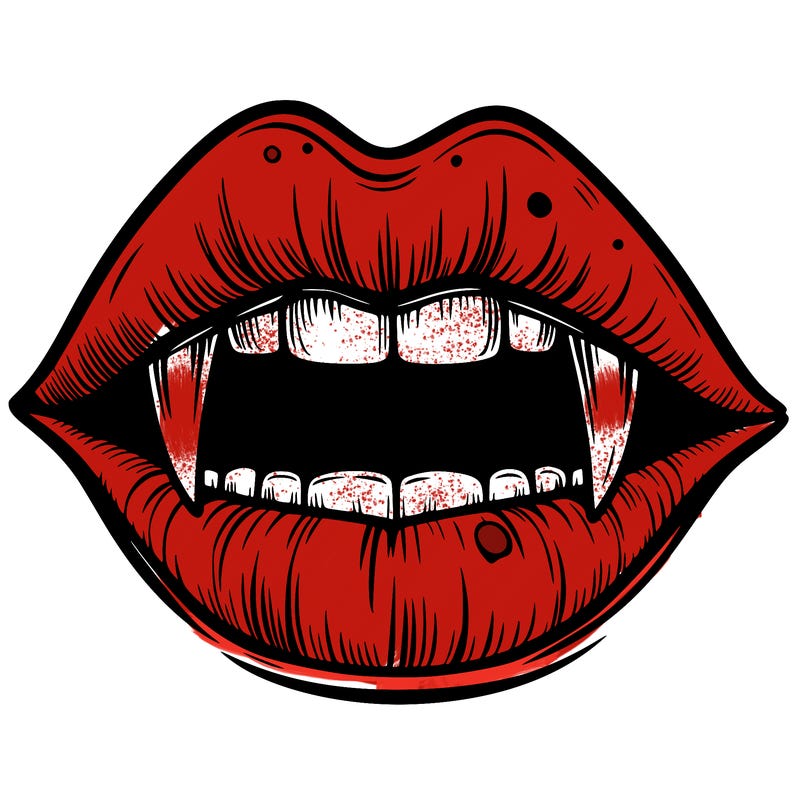 lips with vampire teeth