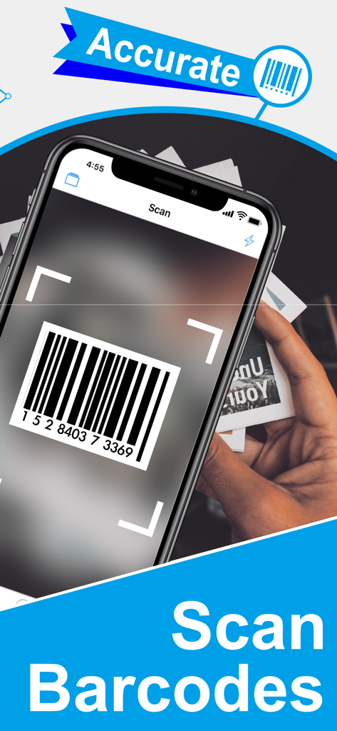 A person scanning a barcode with the MixerBox QR Code Reader app