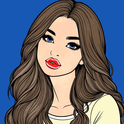 realistic girl with hair on her hair and lips