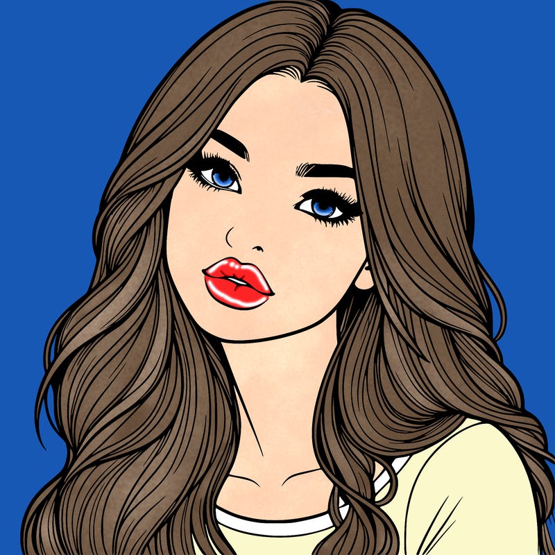 realistic girl with hair on her hair and lips