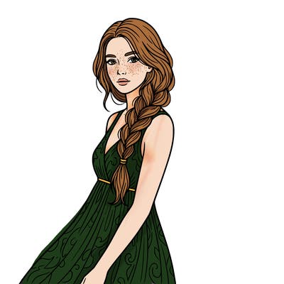 girl with a loose braid and dress