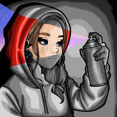 a realistic girl, spray painting