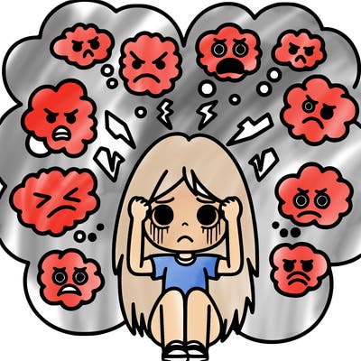 girl freaking out because she has to many negative thoughts