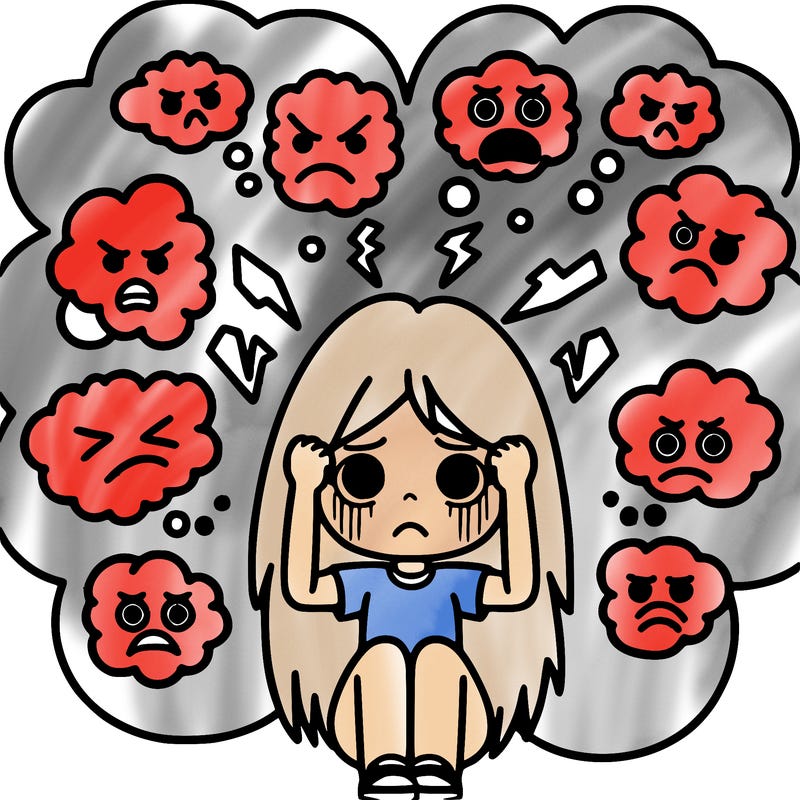 girl freaking out because she has to many negative thoughts