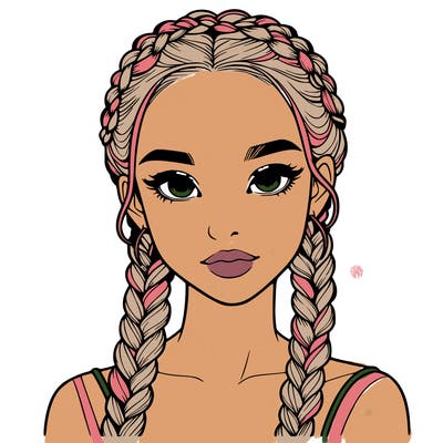 realistic girl with braids