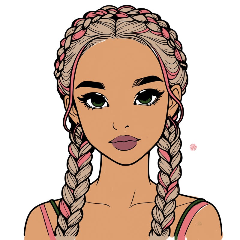 realistic girl with braids