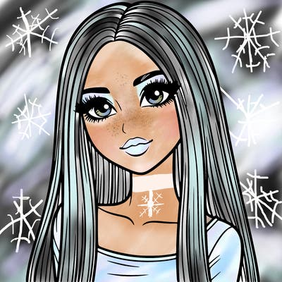 realistic girl with straight and long hair