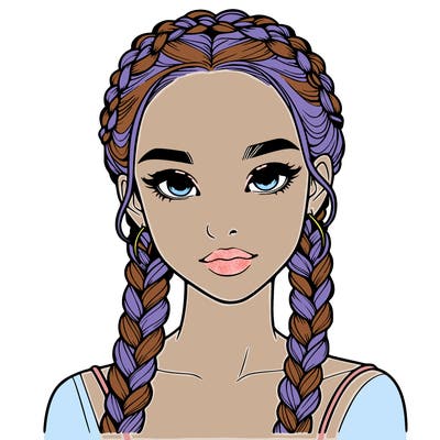 realistic girl with braids