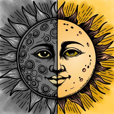 sun and moon realistic split