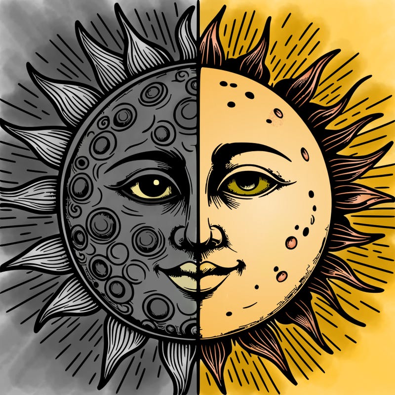 sun and moon realistic split