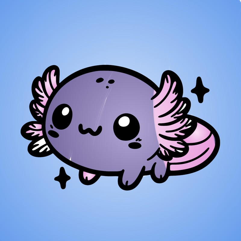 cute easy baby axolotl