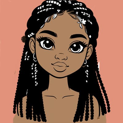 a realistic black girl with braids