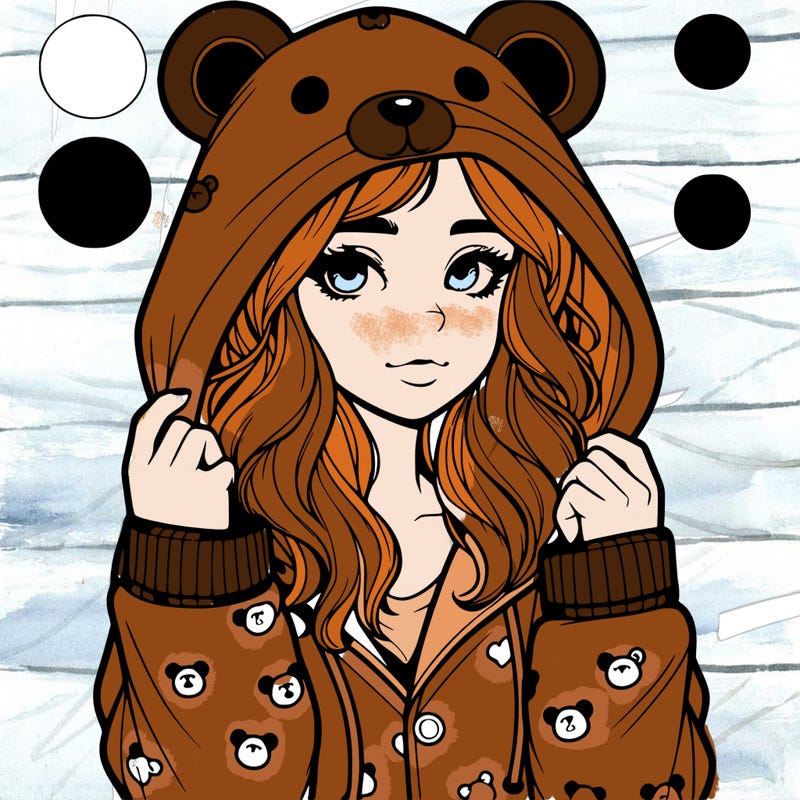 realistic girl in a animal pjs hoodie