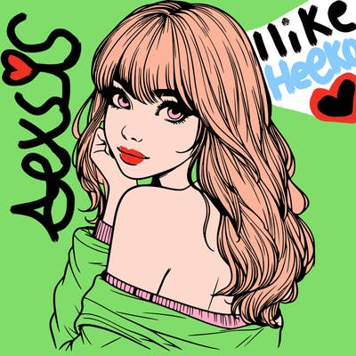 realistic girl with bangs looking over her shoulder