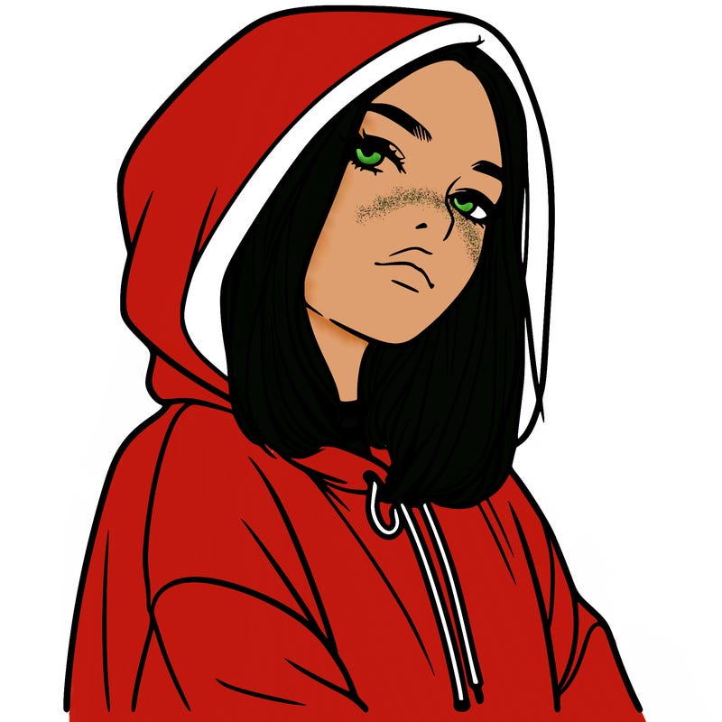 a realistic girl in a hoodie