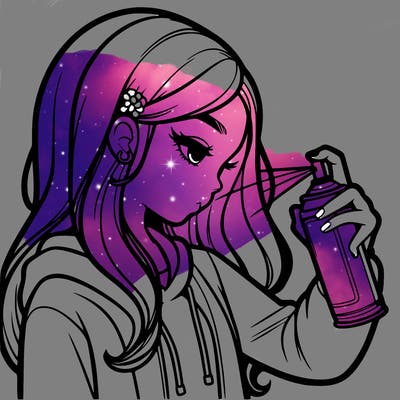 a realistic girl spray painting