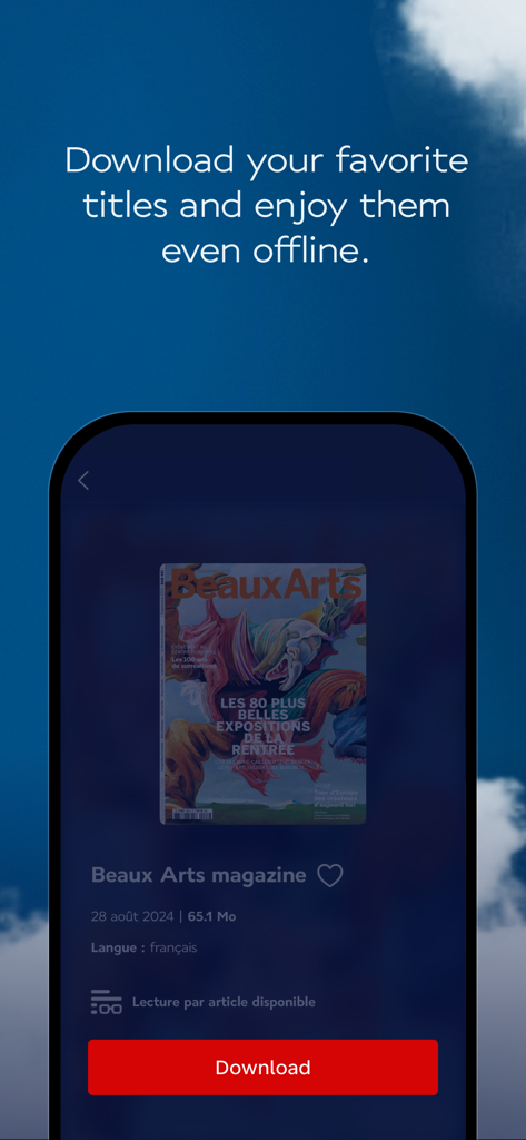 Air France Press app interface for downloading magazines to read offline.