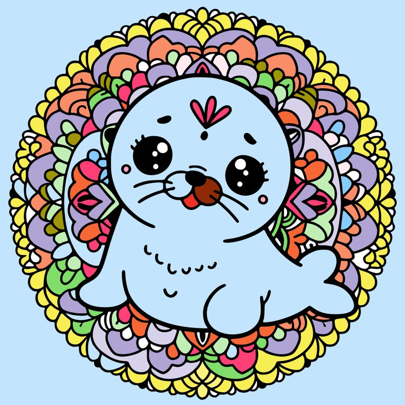 a cute baby seal mandala