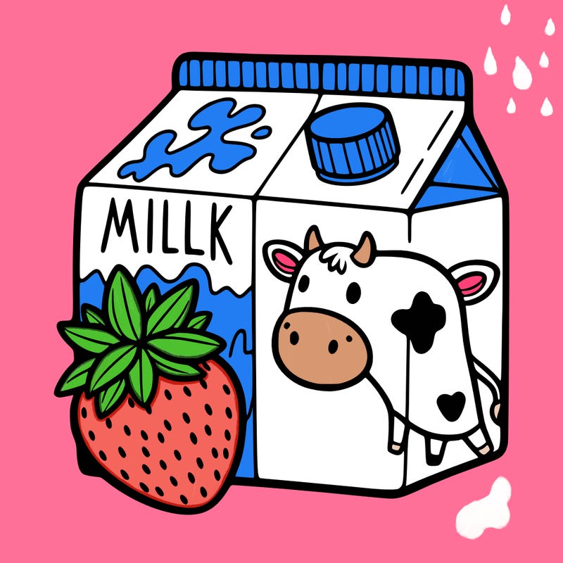 strawberry cow milk carton