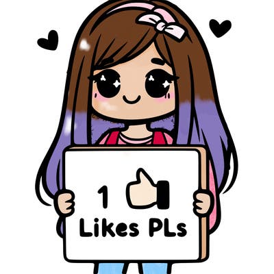 girl holding a sign saying 10 likes pls