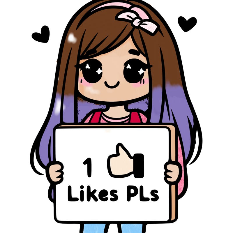 girl holding a sign saying 10 likes pls