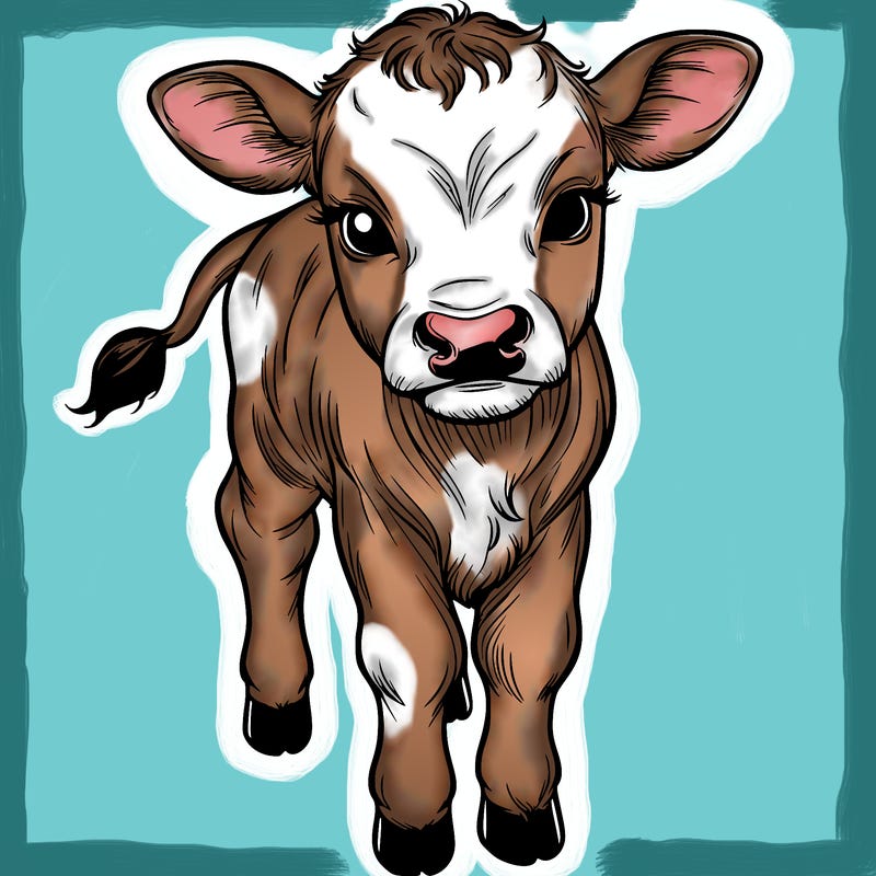 one realistic baby calf