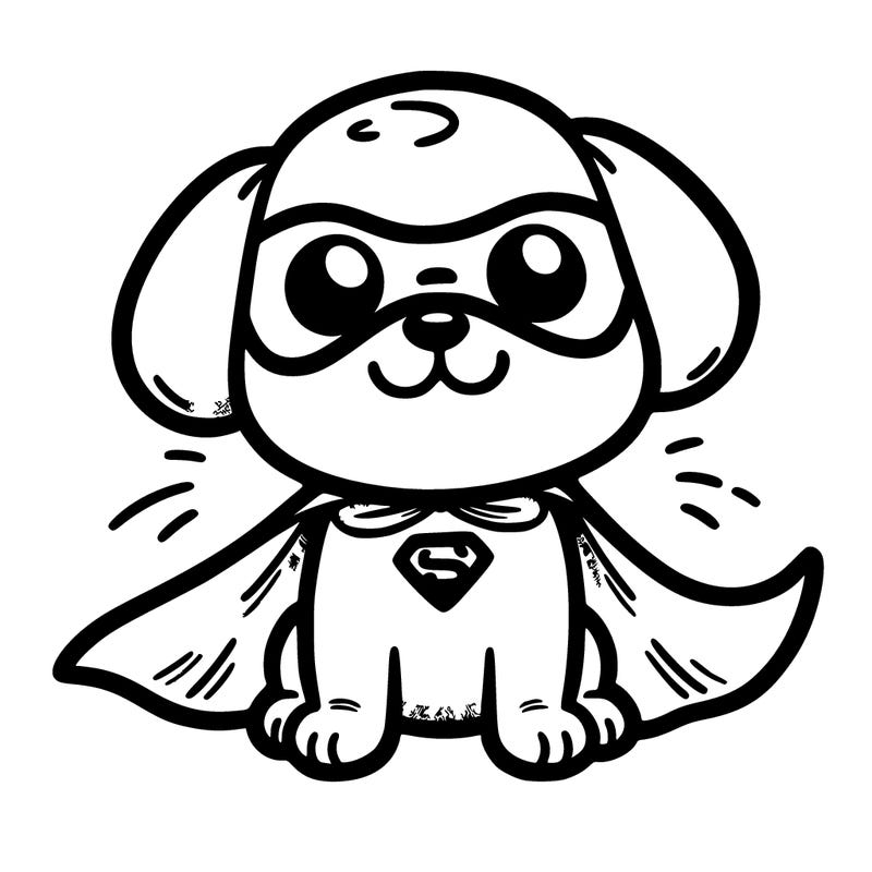 cute superhero dog with a cape flying