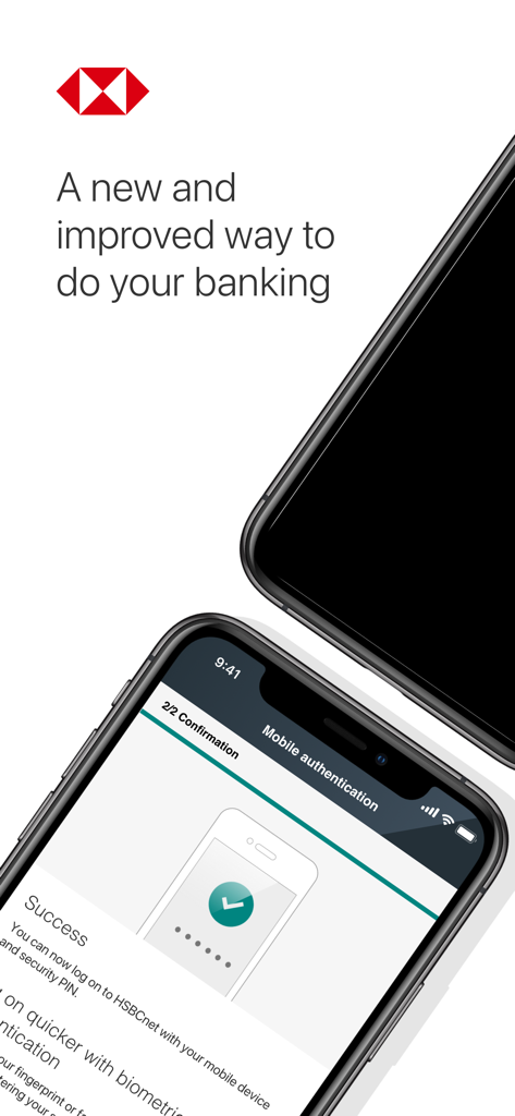 Écran de confirmation d'authentification mobile sécurisée sur l'application mobile HSBCnet