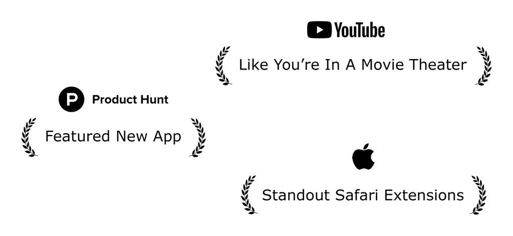 Turn Off the Lights for Safari - Turn Off the Lights for Safari拡張機能の功績。AppleやProduct Huntからの表彰を含む
