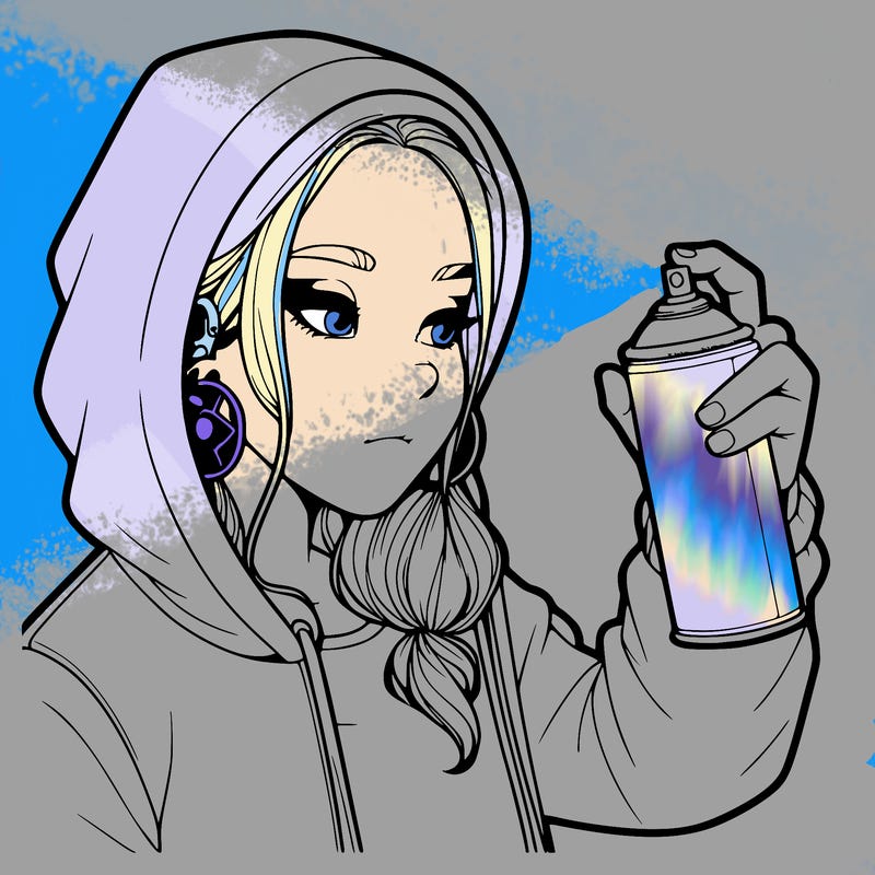 a realistic girl, spray painting