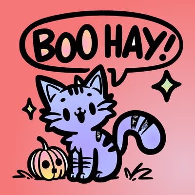 a cat saying boo hay