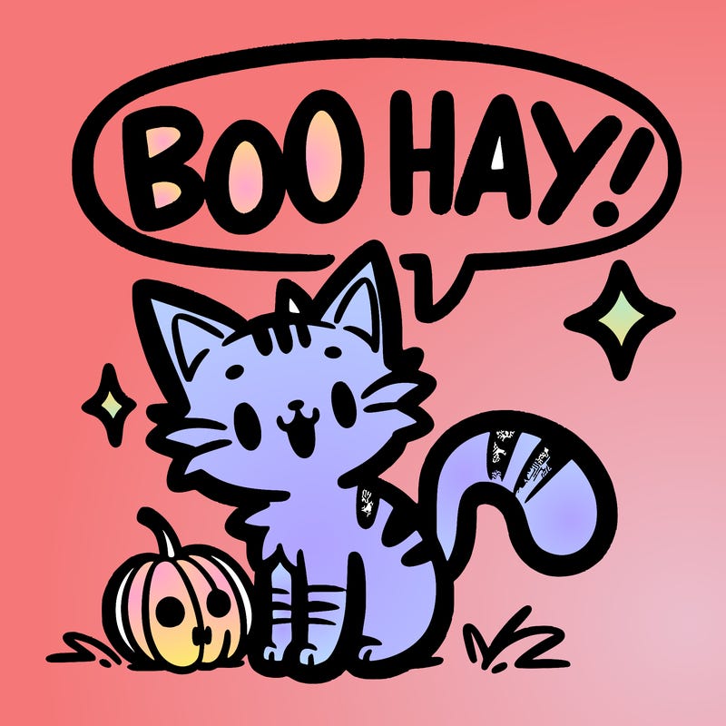 a cat saying boo hay