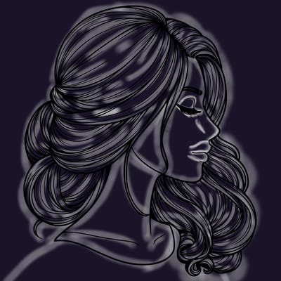 realistic woman's head & hair