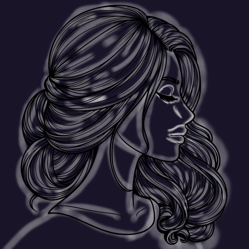 realistic woman's head & hair