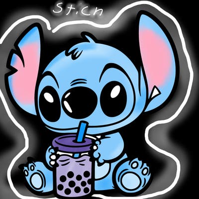 stitch with boba tea