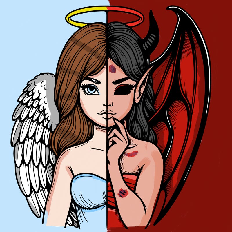 realistic angel half demon