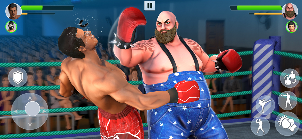 Boxing Games : KO Punch Fight - Jugabilidad de Boxing Games KO Punch Fight mostrando un partido de boxeo en un ring 3D.