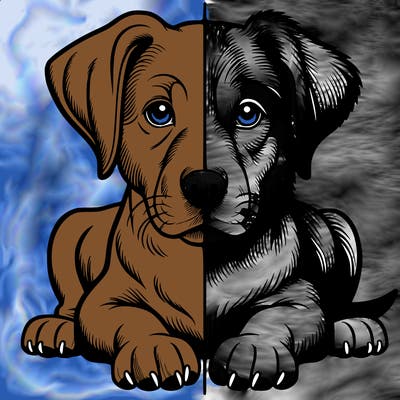 realistic dog split picture